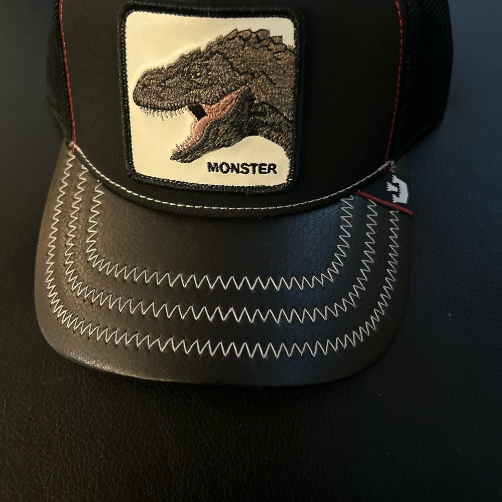 Goofing brother leather trucker hat